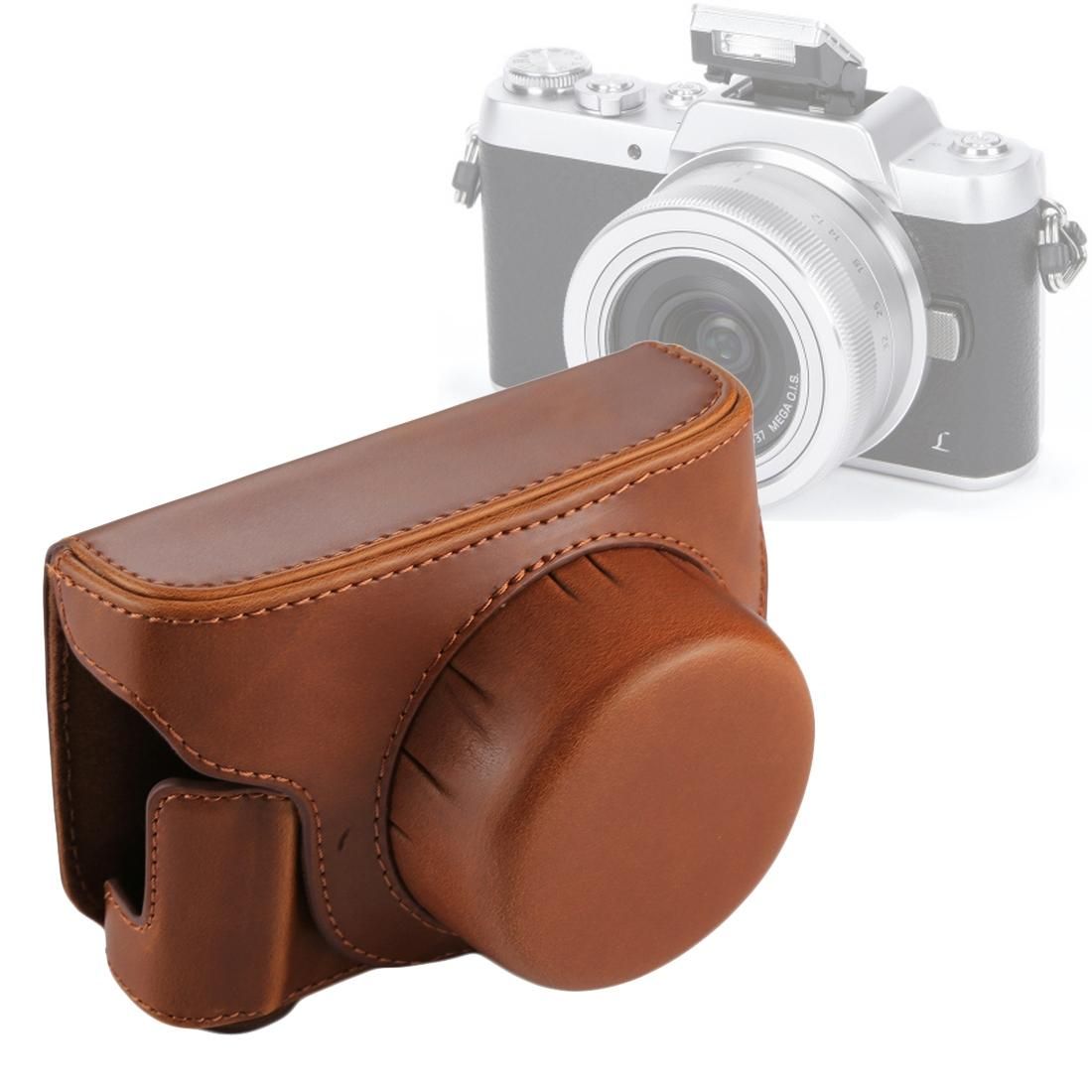 Full Body Camera PU Leather Camera Case Bag with Strap for Panasonic Lumix GF7 / GF8 / GF9 (Brown)