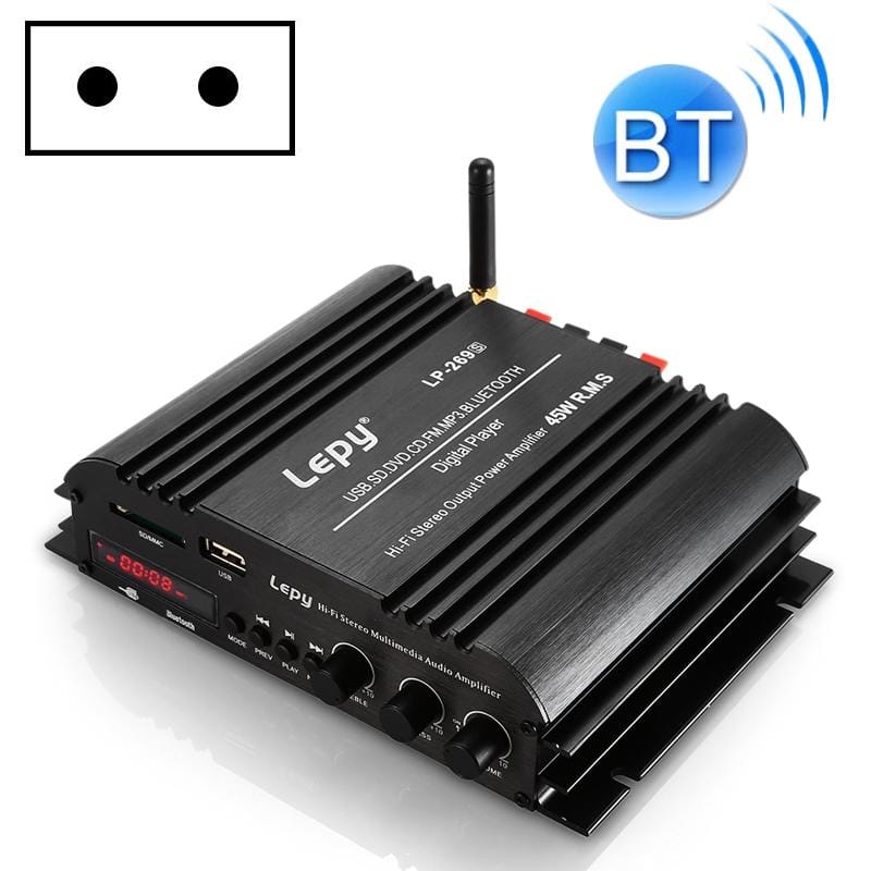 Car / Household Four Channels LED Display Amplifier Audio, Support Bluetooth / MP3 / USB / FM / SD Card with Remote Control, EU Plug