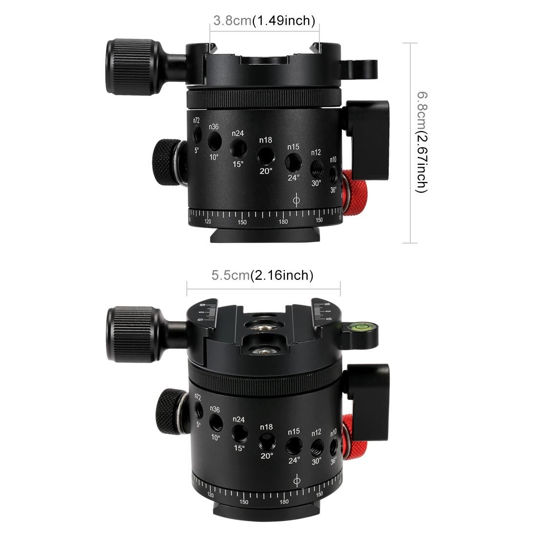 PULUZ Aluminum Alloy Panoramic 360 Degree Indexing Rotator Ball Head with Quick Release Plate for Camera Tripod Head