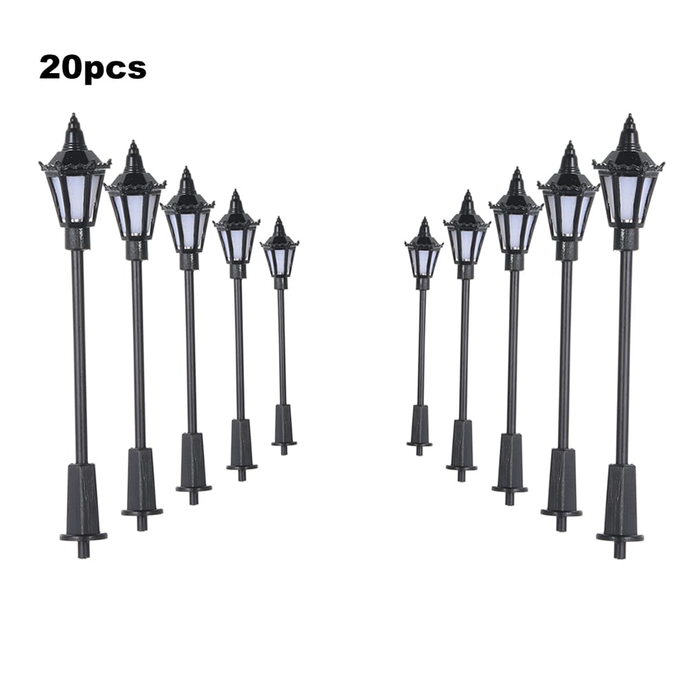 20pcs Warm White Model Street Lights Layout Lamppost Railway - warm white & scale 1