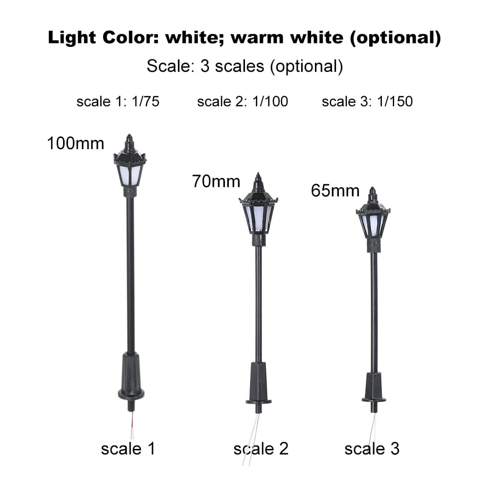 5pcs Warm White Model Street Lights Layout Lamppost Railway - warm white & scale 2