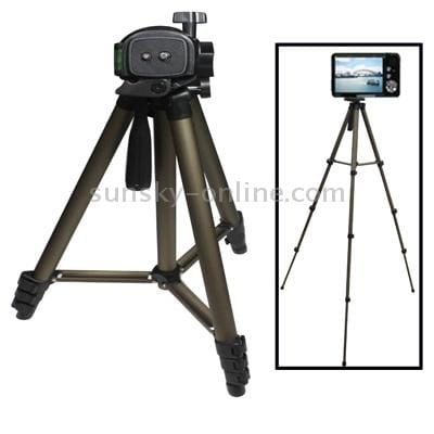 Portable Tripod Stand for Digital Cameras, 4-Section Aluminum Legs with Brace