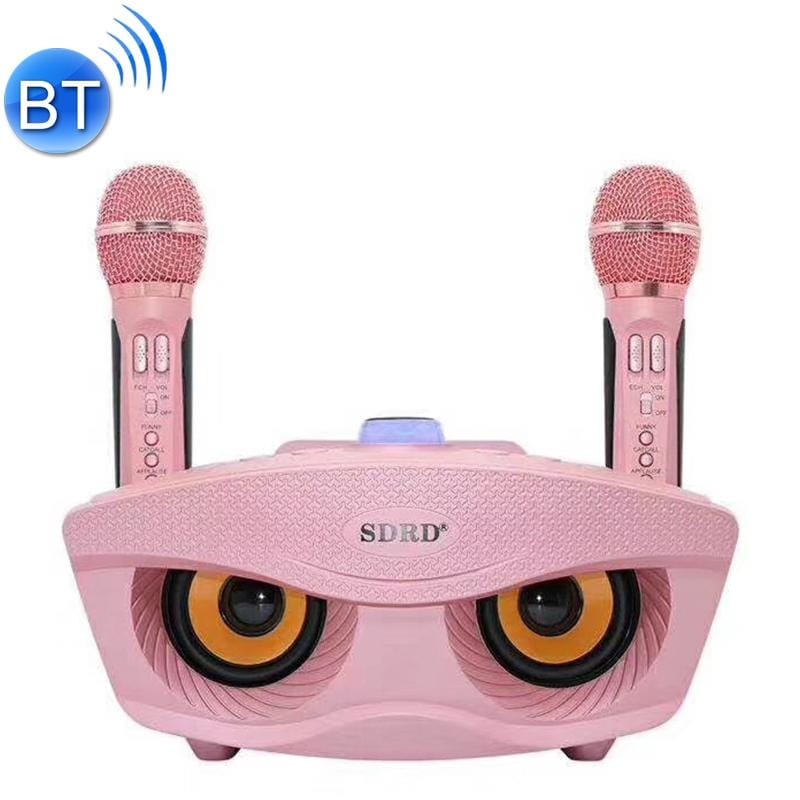 SD-306 2 in 1 Family KTV Portable Wireless Live Dual Microphone + Bluetooth Speaker (Pink)