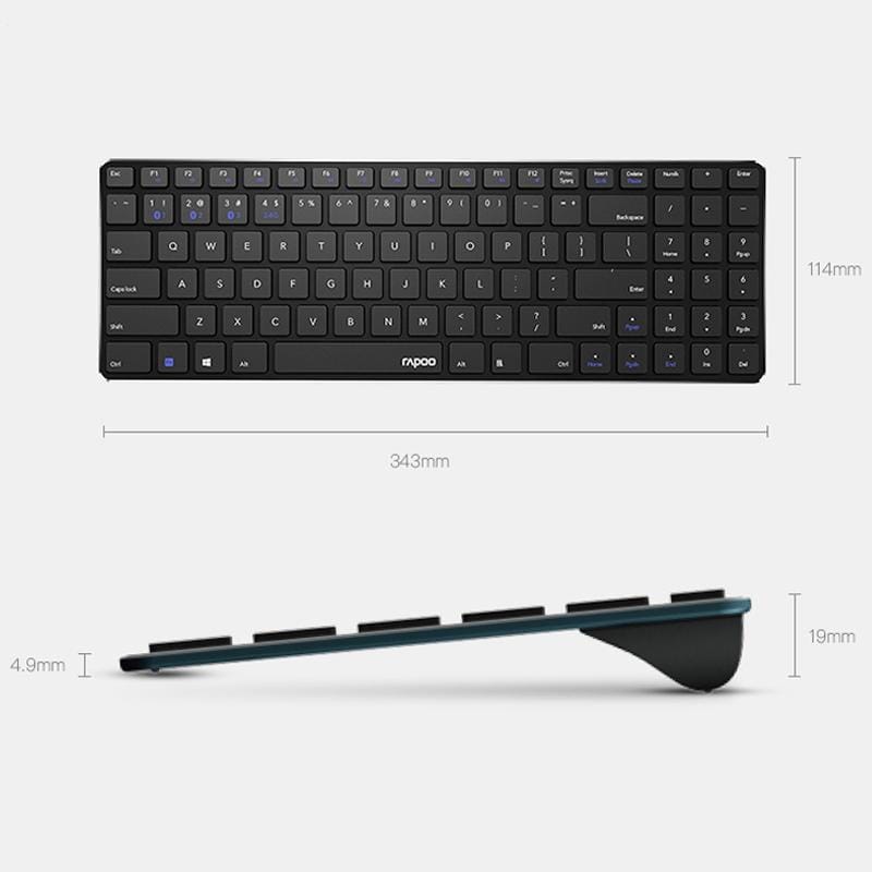 Rapoo E9300G 98 Keys Multi-modes Laptop Business Office Multi-mode Wireless Bluetooth Keyboard (Black)