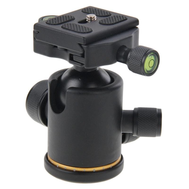 Metal Horizontal 360 Degree Rotation Tripod Ball Head with Quick Release Plate (Black)