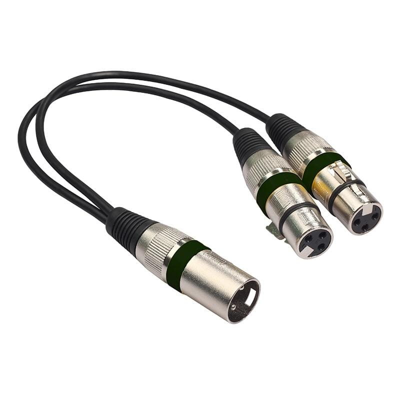 2055MFF-03 2 In1 XLR Male to Double Female Microphone Audio Cable, Length: 0.3m (Green)
