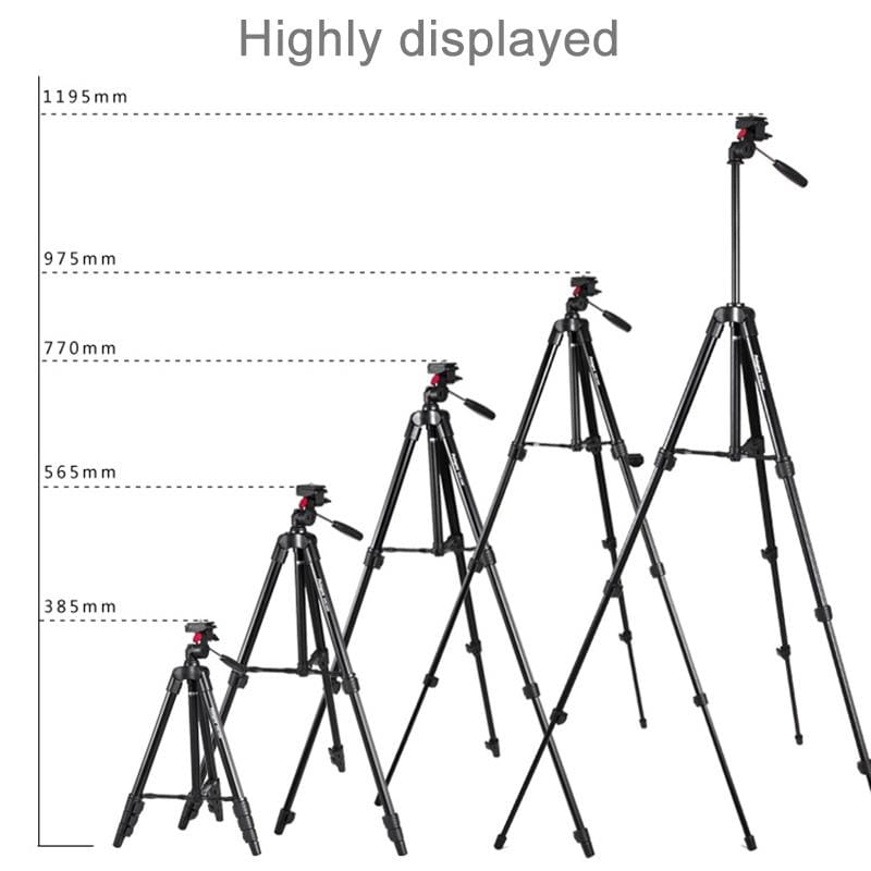 Fotopro DIGI-3400 Adjustable 390mm-1190mm 2kg Burden 1/4 inch Screw Three-dimensional Head Aluminium Alloy Tripod Holder Stand Mount with Carry Bag for Card Machine & DSLR & DV Digital Camera