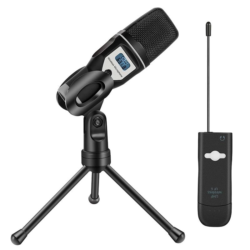 Yanmai UF 6 USB Wireless Condenser Microphone with Tripod Holder & Receiver (Black)