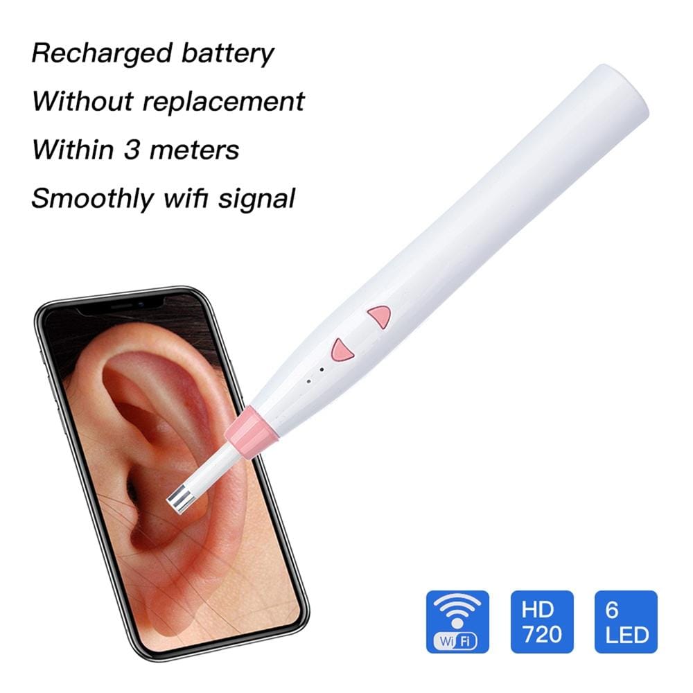 1.0MP HD Camera Wireless Visual Ear Cleaning Inspection Endoscope with 6 LEDs, IP67 Waterproof, Lens Diameter: 5.5mm, Handle Length: 15cm (Pink)