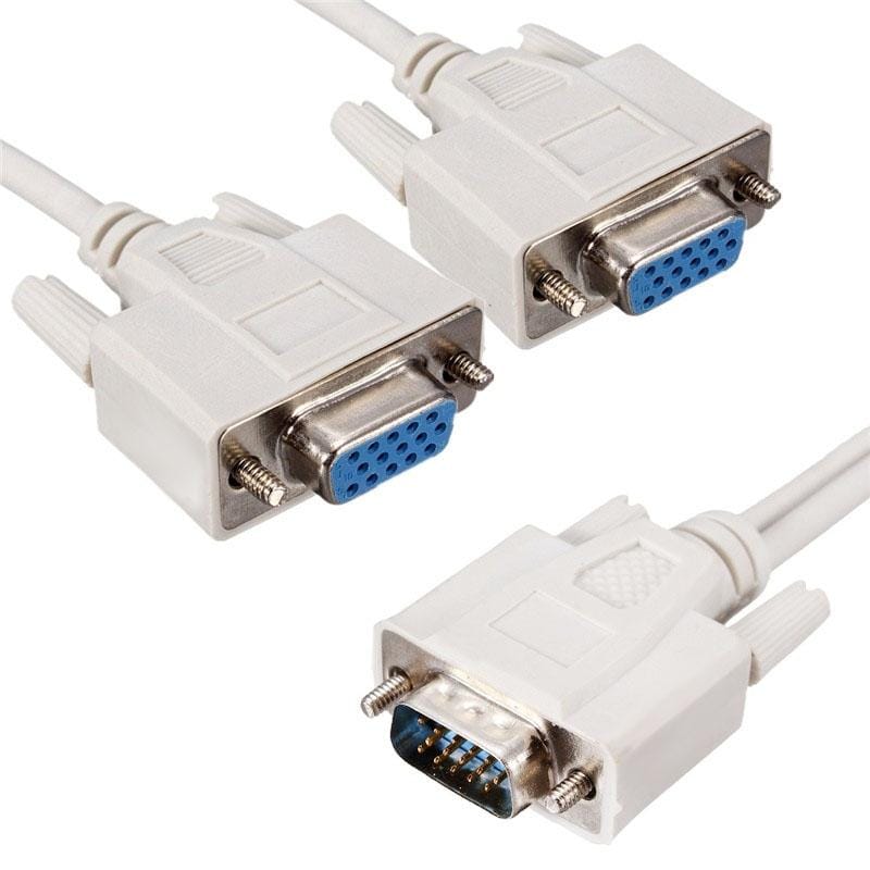 VGA SVGA HDB15 Male to 2 Female Splitter Cable (Style1)