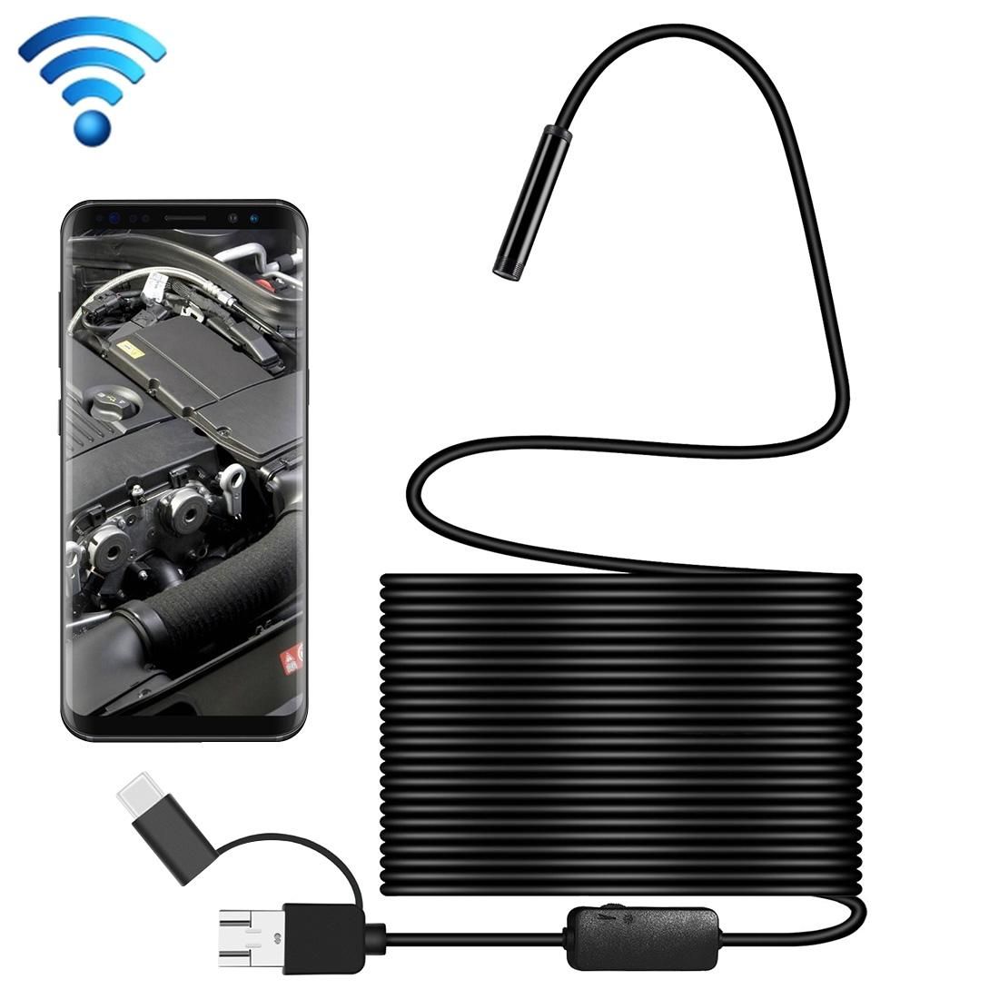Y101 8mm Spiral Head 3 In 1 Waterproof Digital Endoscope Inspection Camera, Length: 10m Hard Cable (Black)