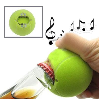 Tennis Ball Design Musical Bottle Opener with Magnet (Green)