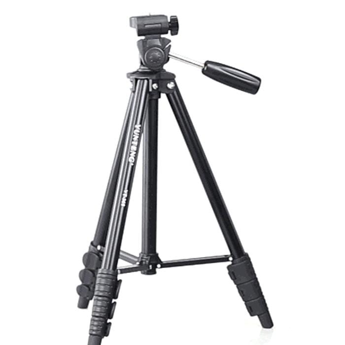 YUNTENG VCT-680RM 4-Section Folding Legs Aluminum Alloy Tripod Mount with Three-Dimensional Tripod Head for DSLR & Digital Camera, Adjustable Height: 46-138cm (Black)
