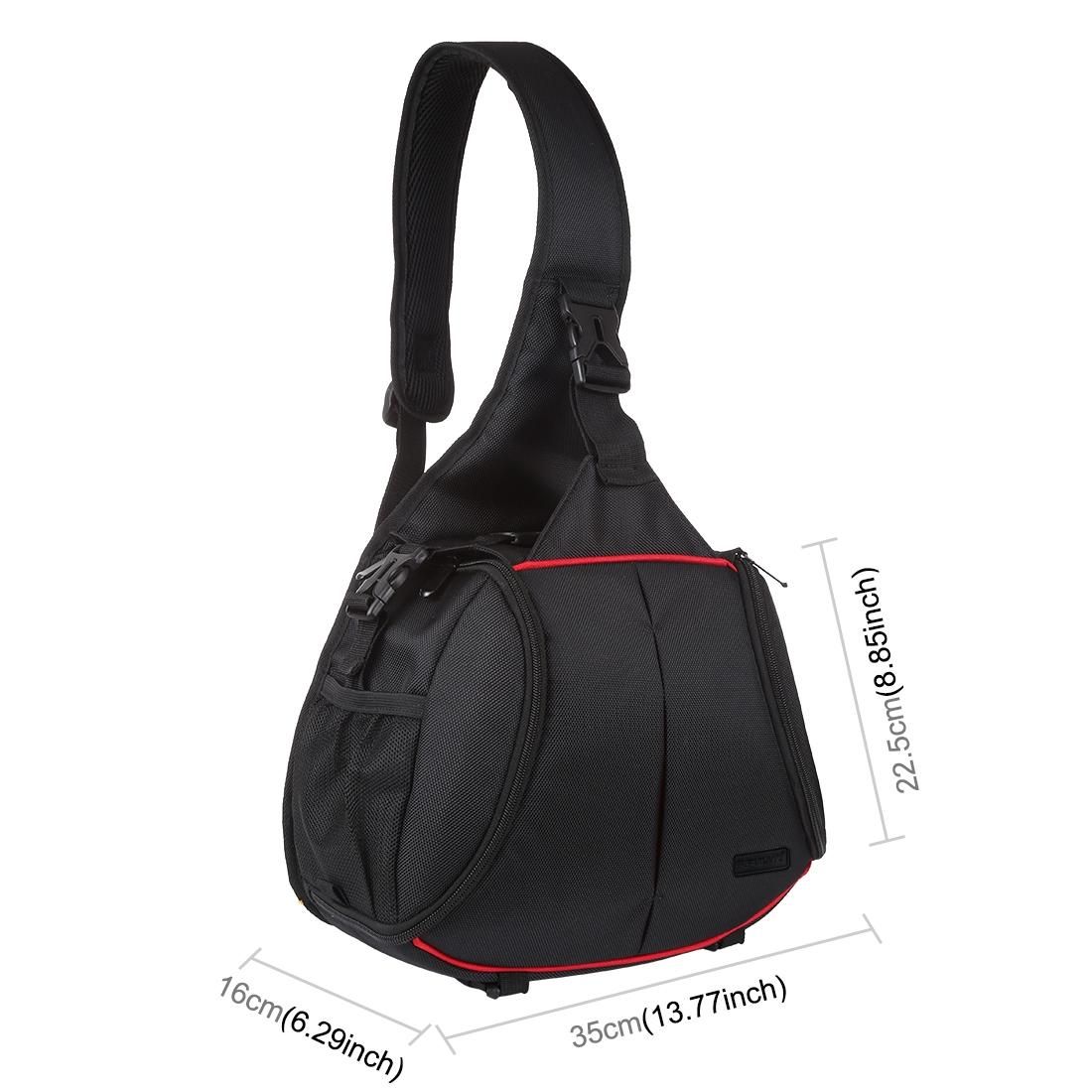 PULUZ Triangle Style SLR Camera Bag Sling Waterproof Backpack Single Shoulder Messenger Bags (Black)