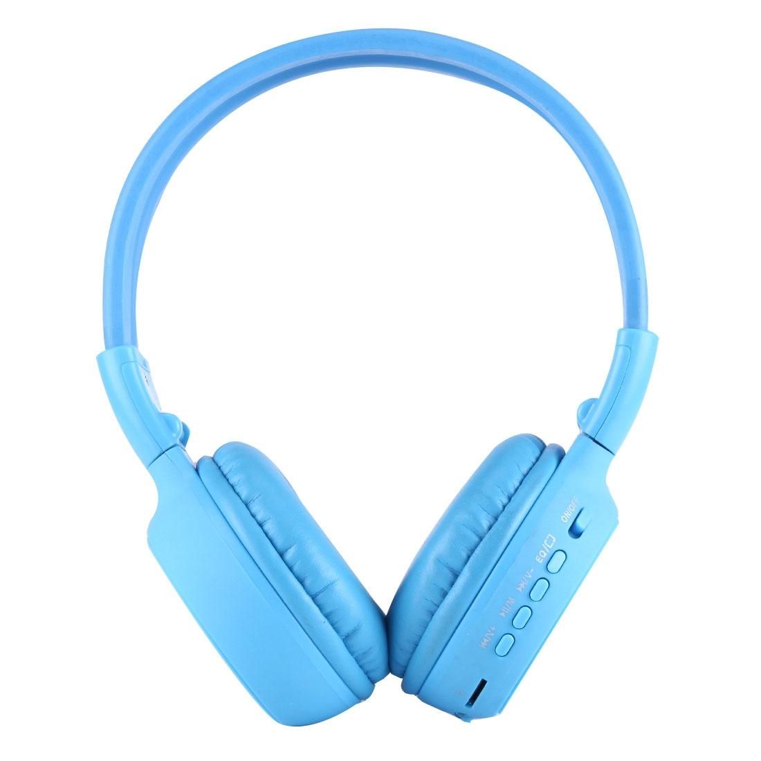 BS-N65 Headband Folding Stereo HiFi Wireless Headphone Headset with LCD Screen & TF Card Slot & LED Indicator Light & FM Function (Blue)