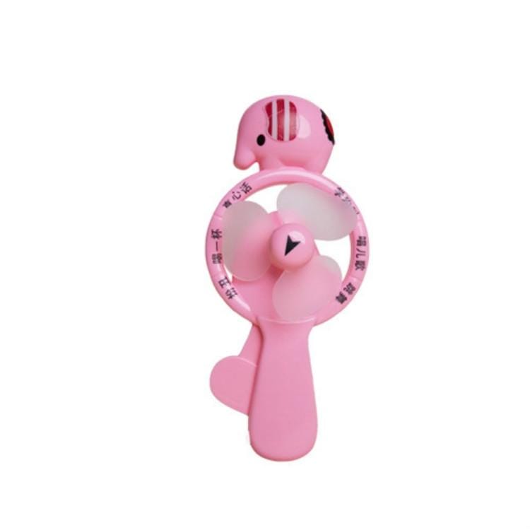 Cartoon Mini Hand Pressure Fan Elephant Portable Fan Game Student Handheld Fan ( Pink)