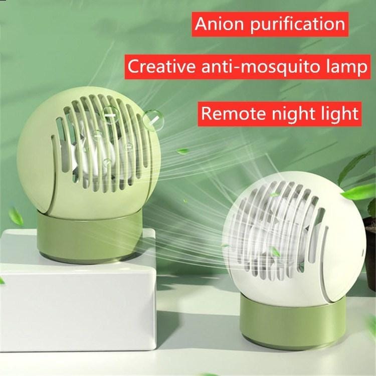 W13 USB Negative Ion Purification Fan + Color Changing Night Light + Mosquito Killer Three-in-one Remote Control Electric Fan (Green)