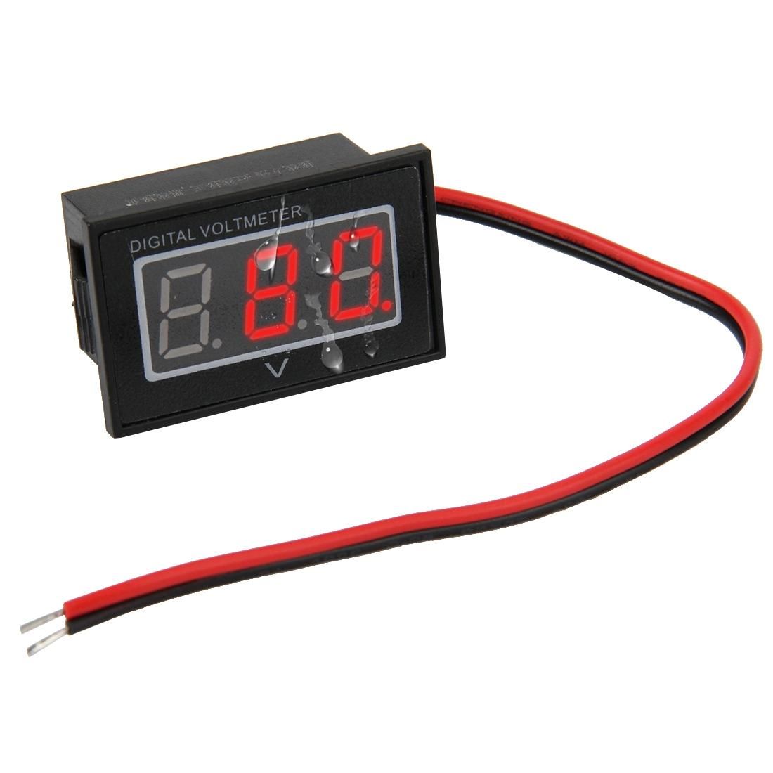 V40D 2 Wires Green Light Display Mini Waterproof IPX4 Digital Voltage Meter, Measure Voltage: DC 15-120V (Style3)