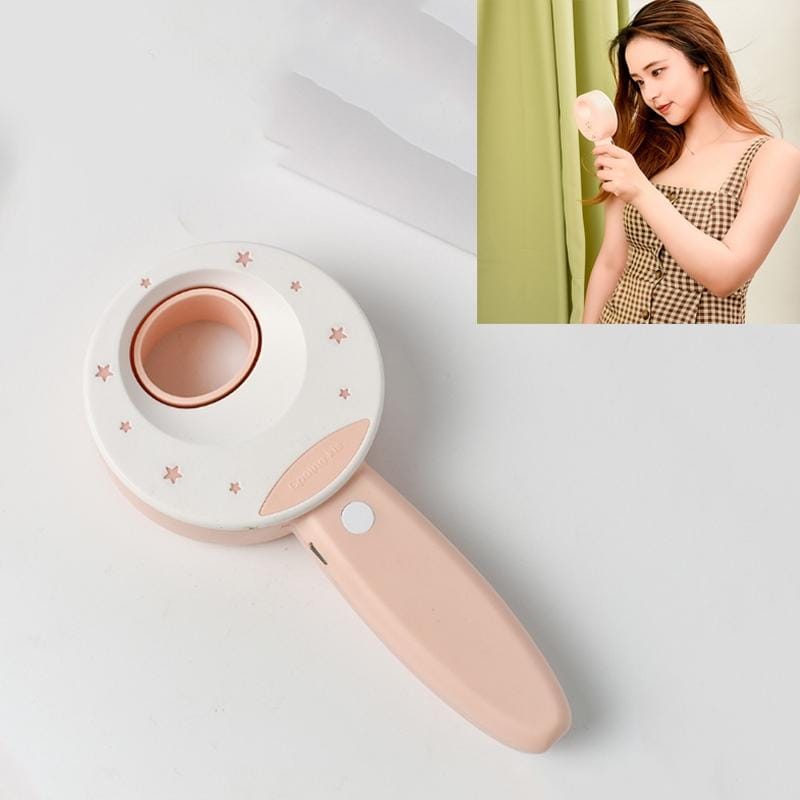 No Leaf Handheld Small Fan Mini USB Charging Portable Student Dormitory High Wind (Doudou Flour)