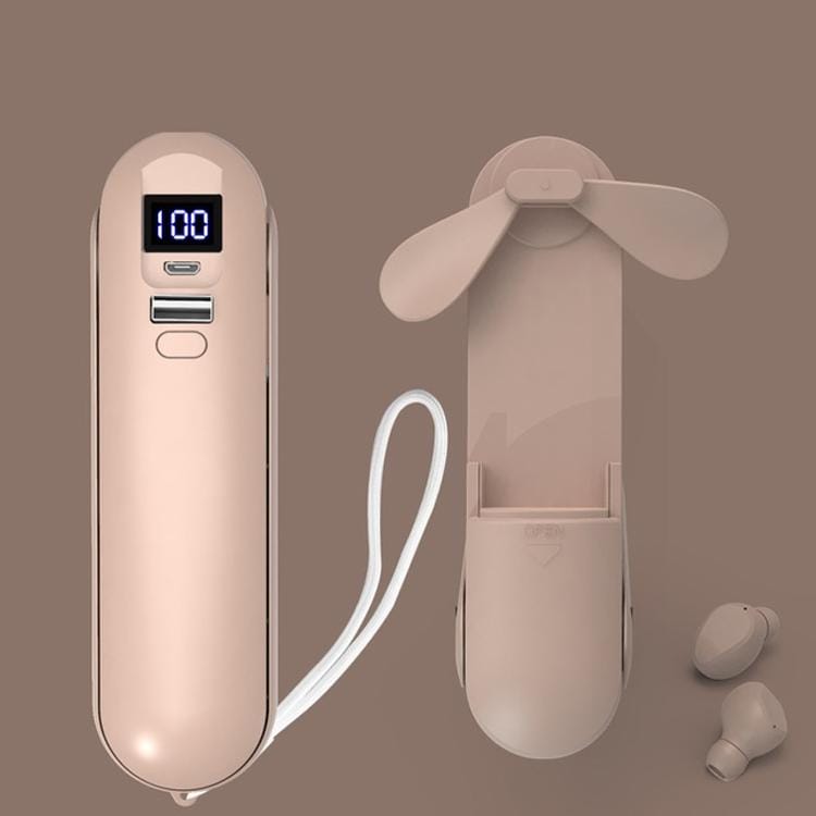 F7 Sports Mini TWS Fan Wireless Binaural Bluetooth Earphone (F7 Coffee LED Version)