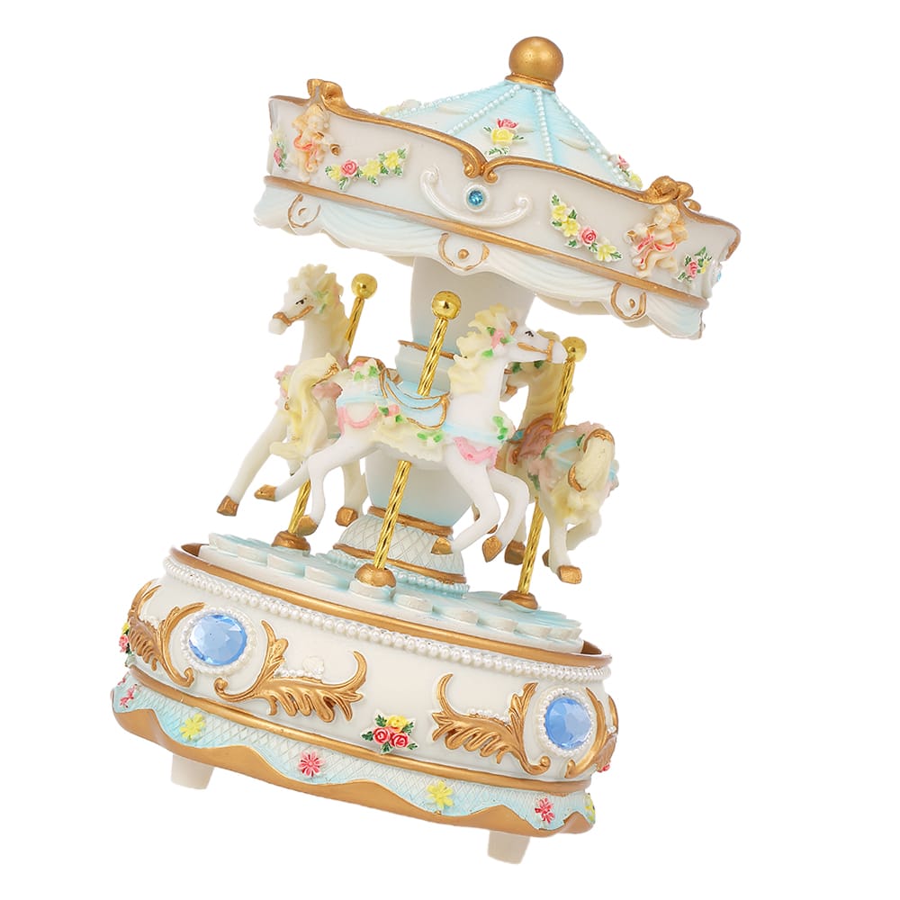 Mini Carousel Clockwork Music Box Colorful LED