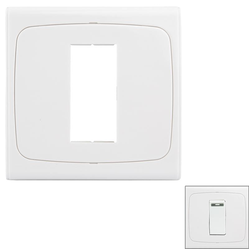 Wall Plate with Screw for Blank Inserts - 1 Hole, Use around the world (White)
