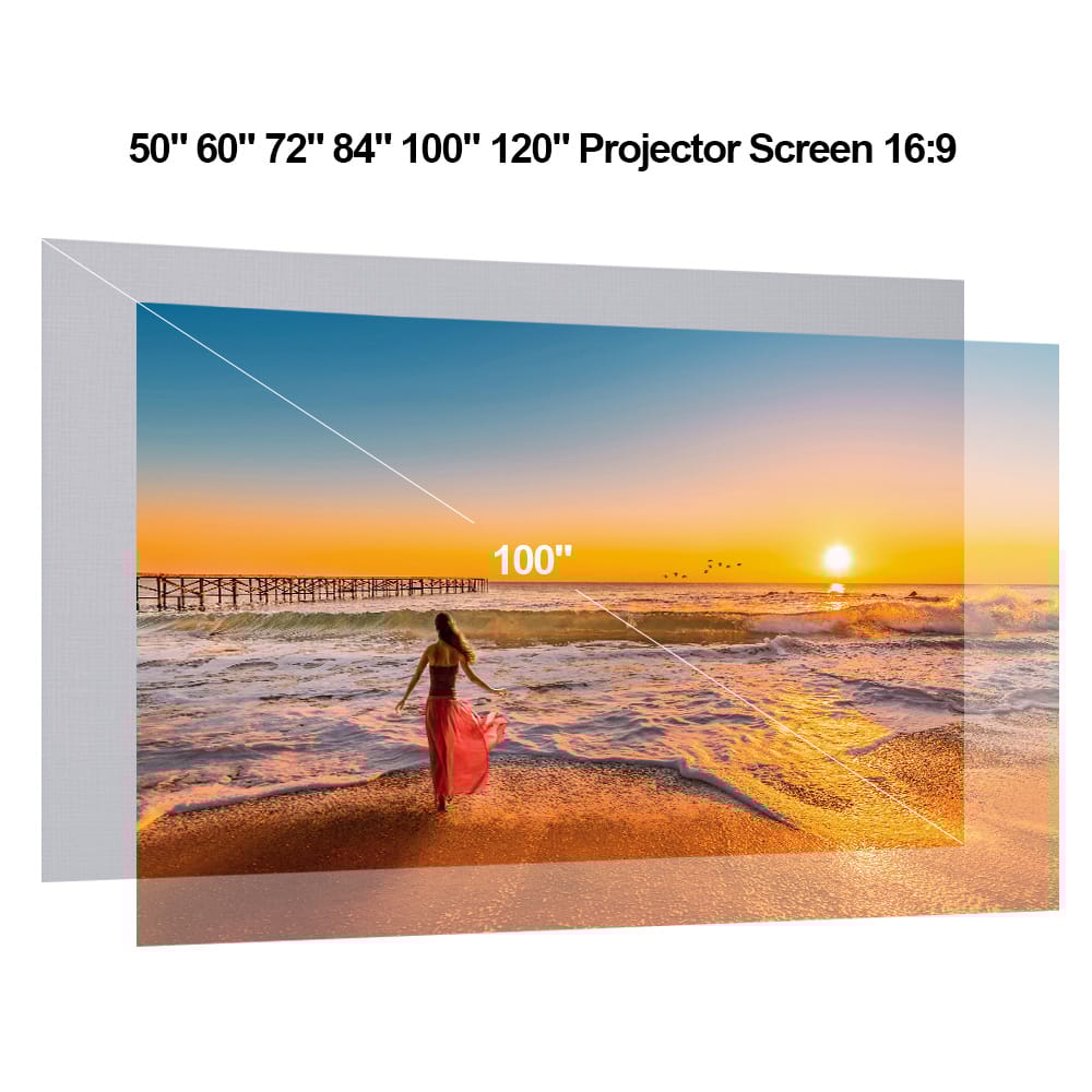 100'' Portable Projector Screen HD 16:9 100 Inch Diagonal