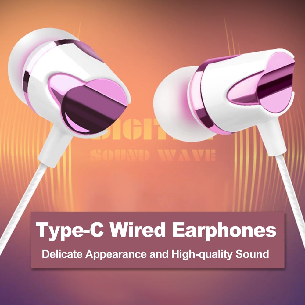 USB Type-C Wired Earphones Portable In-Ear Headphones Line