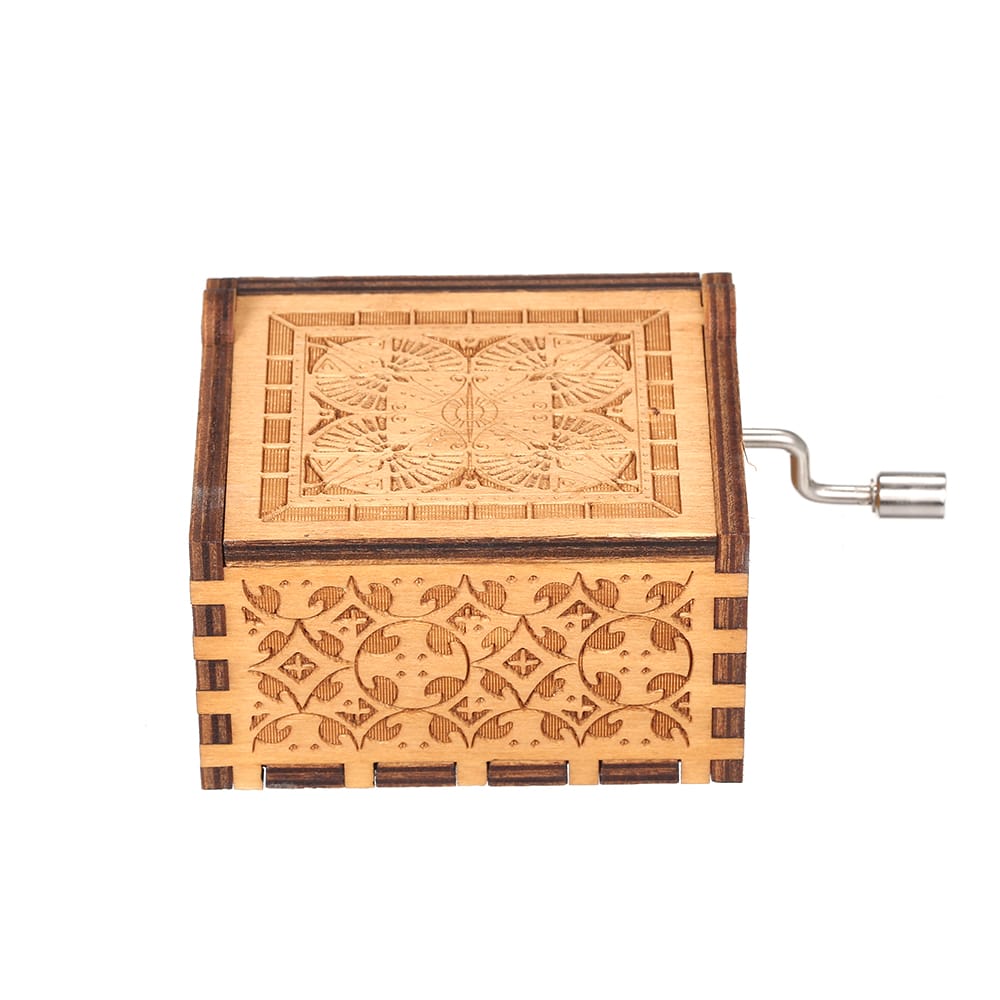 Wood Music Box Mini Vintage Engraved Hand-Operated Musical - IT CALLA ME