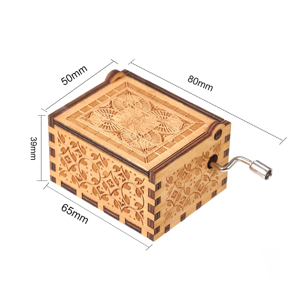 Wood Music Box Mini Vintage Engraved Hand-Operated Musical - IT CALLA ME