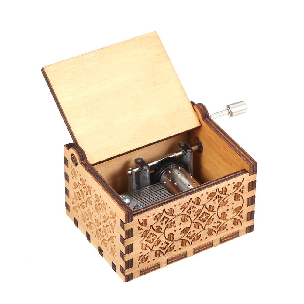 Wood Music Box Mini Vintage Engraved Hand-Operated Musical - IT CALLA ME