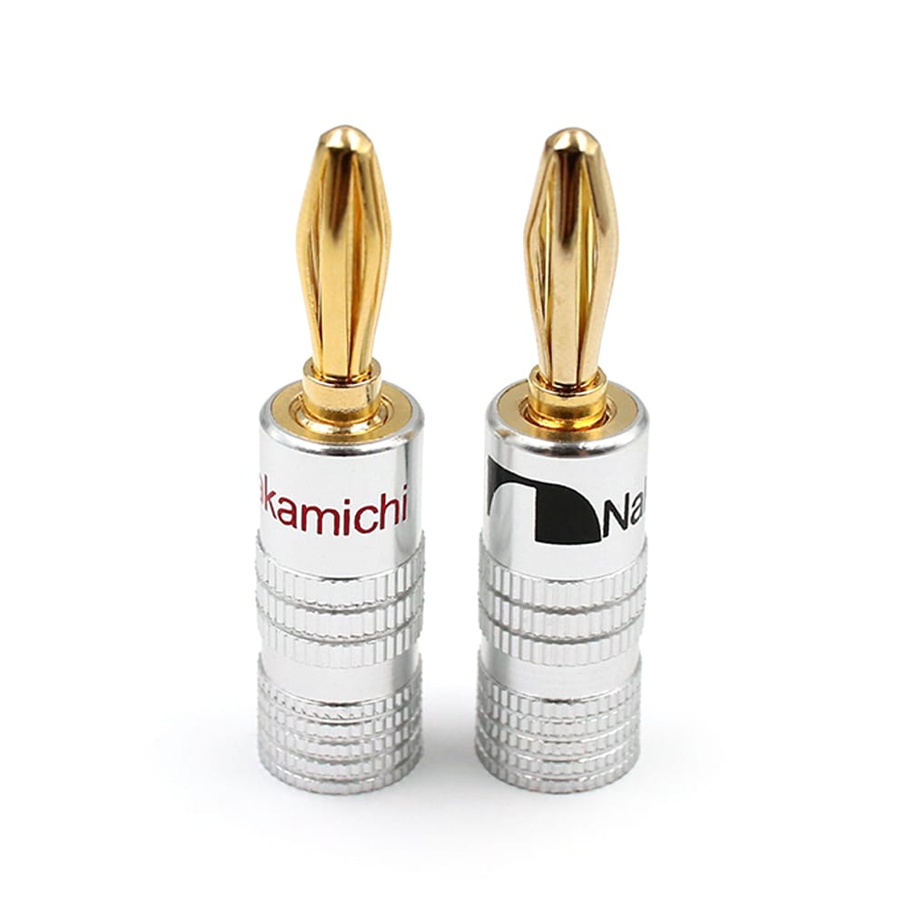 24K Gold Banana Plugs Audio Jack Connectors Dual Screw Lock - 3 Pairs