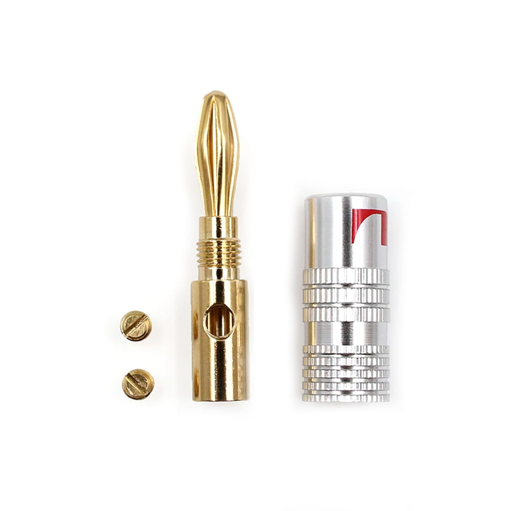 24K Gold Banana Plugs Audio Jack Connectors Dual Screw Lock - 3 Pairs