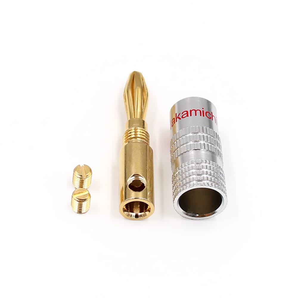 24K Gold Banana Plugs Audio Jack Connectors Dual Screw Lock - 3 Pairs