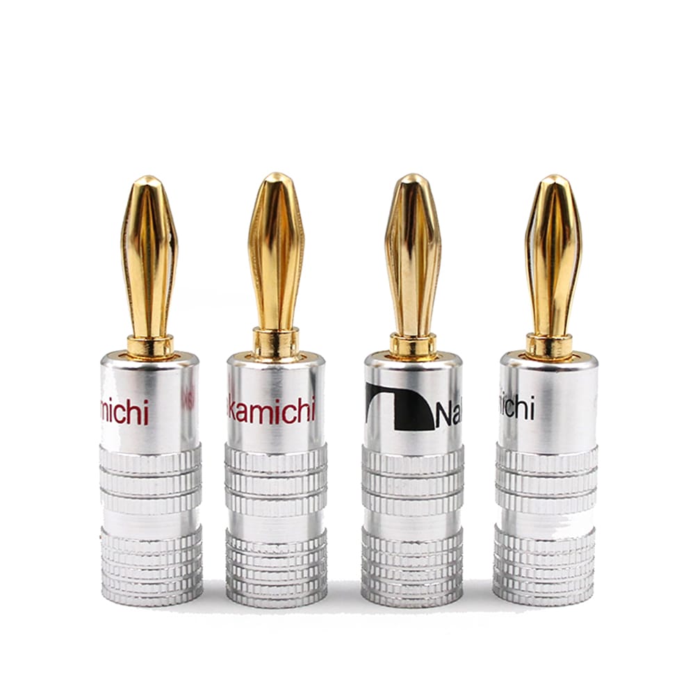 24K Gold Banana Plugs Audio Jack Connectors Dual Screw Lock - 3 Pairs