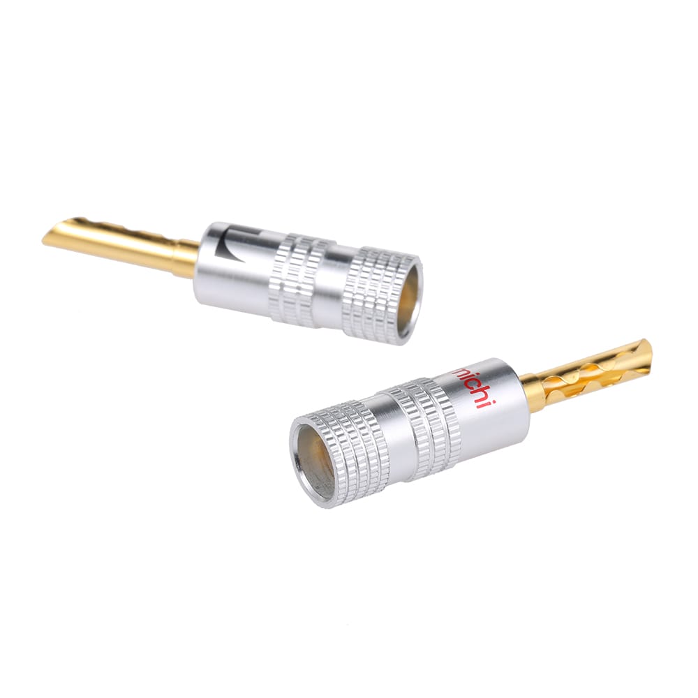 24K Gold Plated Copper 4mm Banana Plug Black & Red Speaker - 4 Pairs