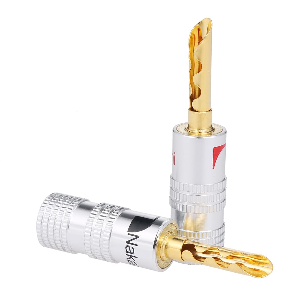 24K Gold Plated Copper 4mm Banana Plug Black & Red Speaker - 6 Pairs