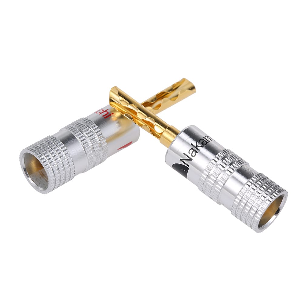 24K Gold Plated Copper 4mm Banana Plug Black & Red Speaker - 6 Pairs