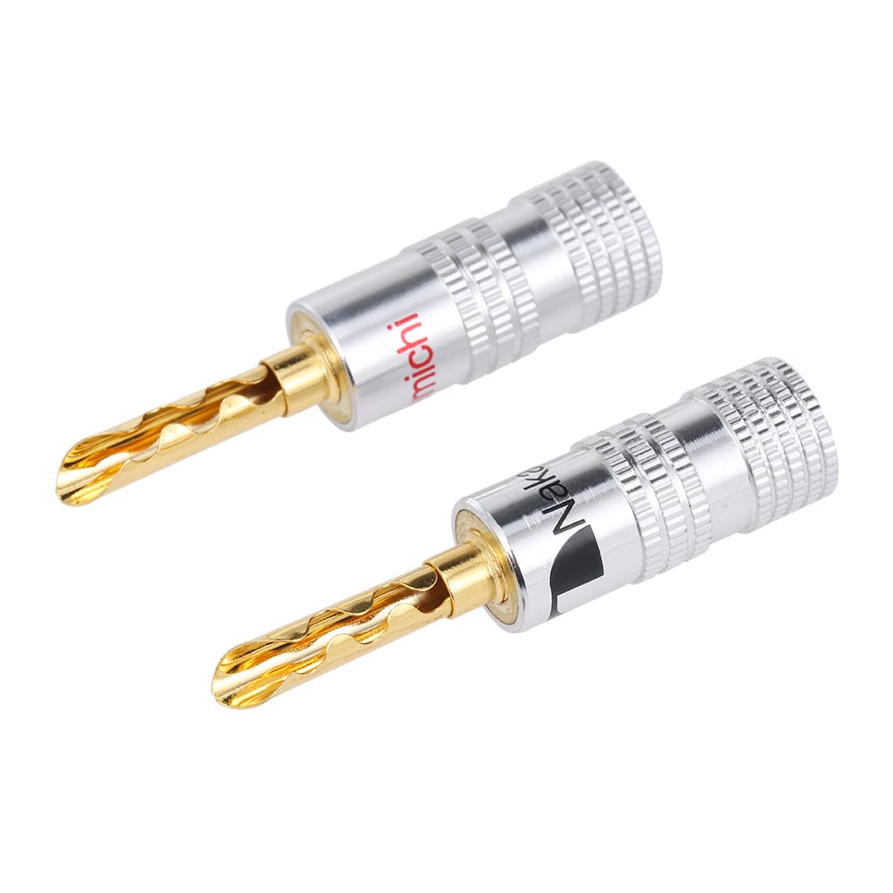 24K Gold Plated Copper 4mm Banana Plug Black & Red Speaker - 6 Pairs
