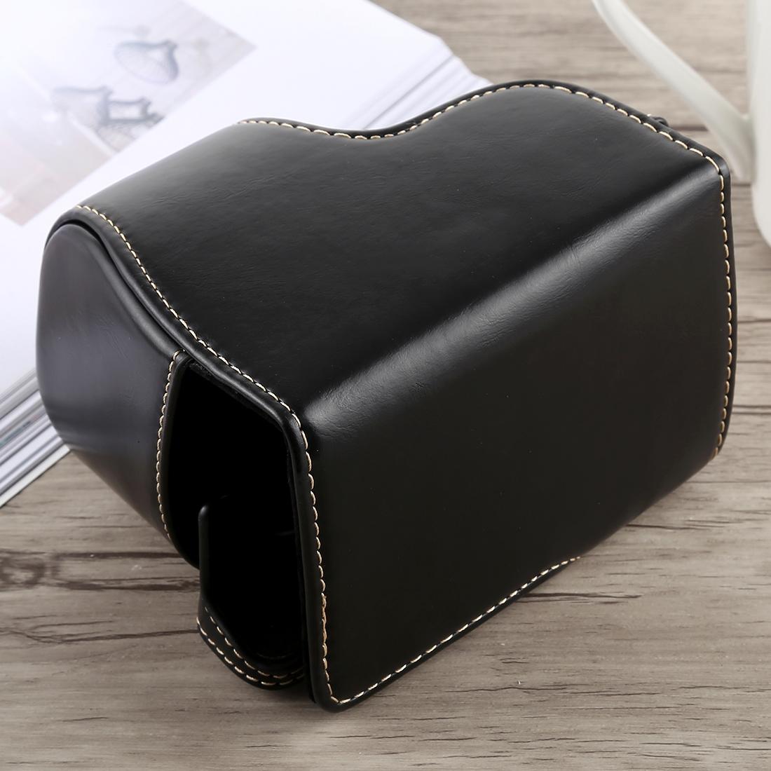 Full Body Camera PU Leather Case Bag with Strap for Sony A6300 (Coffee)