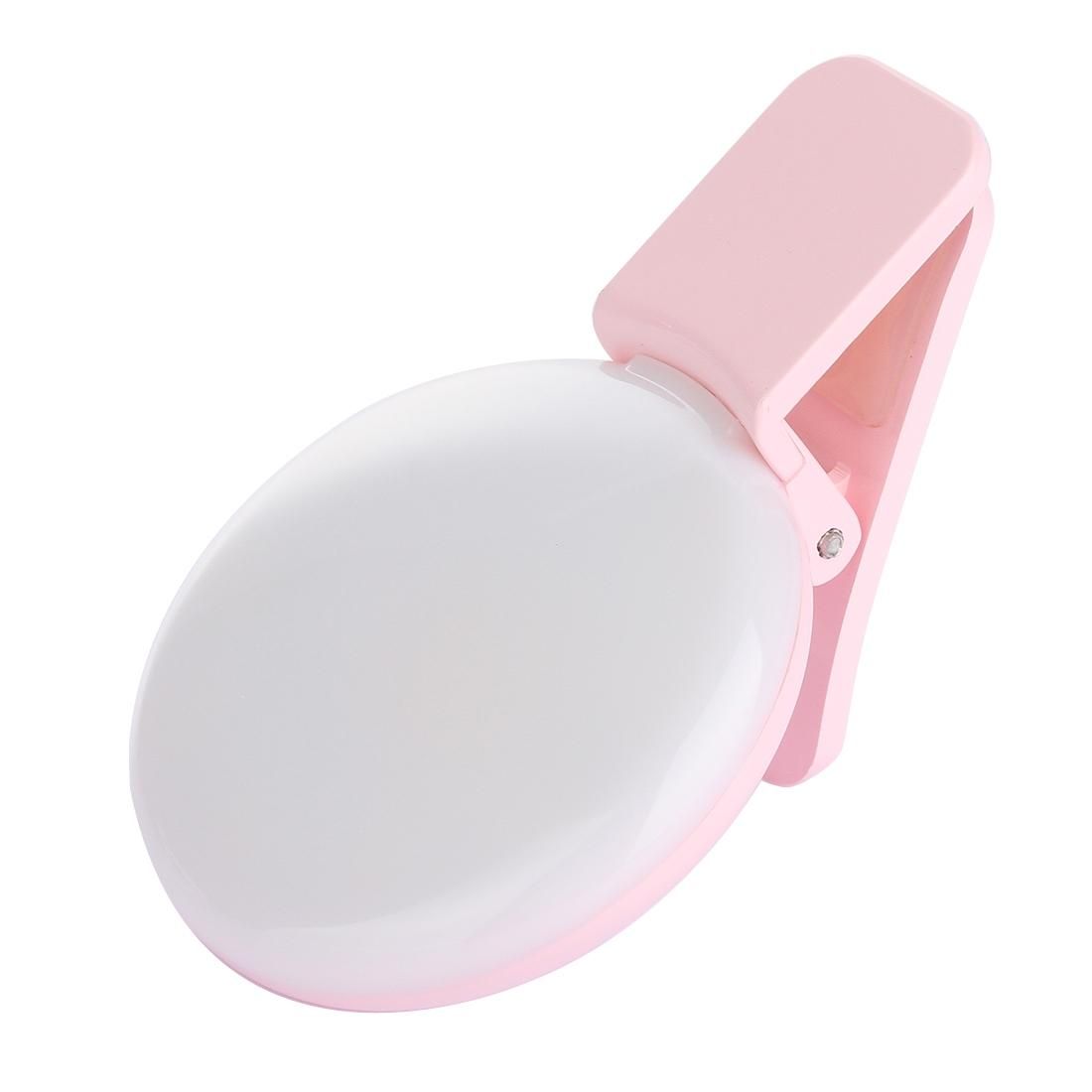 3 Level Adjustable 9 LEDs Mini Night Using Selfie Flash Light with Clip and Charging Cable, For iPhone & Samsung & HTC & Sony & LG & Huawei & Xiaomi (Pink)