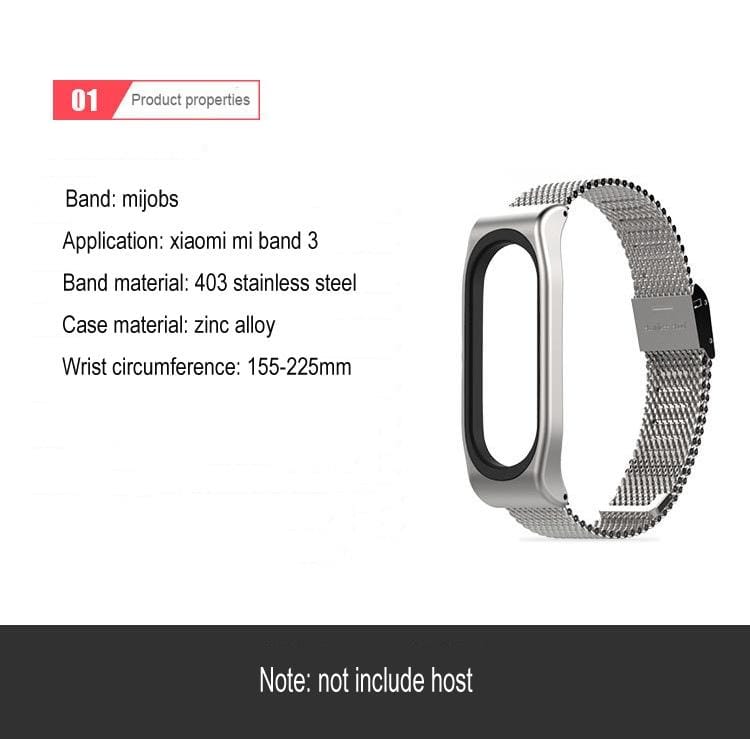 Mijobs Metal Strap for Xiaomi Mi Band 3 & 4 & 5 Screwless Buckle Style Stainless Steel Bracelet Wristbands Replace Accessories, Host not Included (Purple)