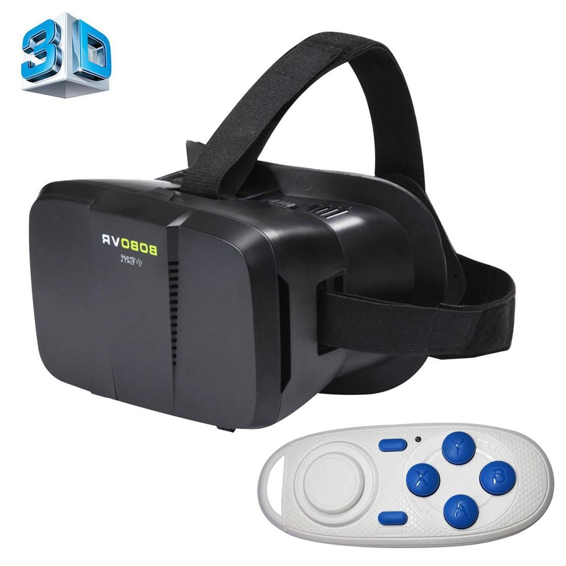 BOBO II Universal Virtual Reality 3D Video Glasses with Blue Button Bluetooth Remote Controller for 4 to 6 inch Smartphones (Black)