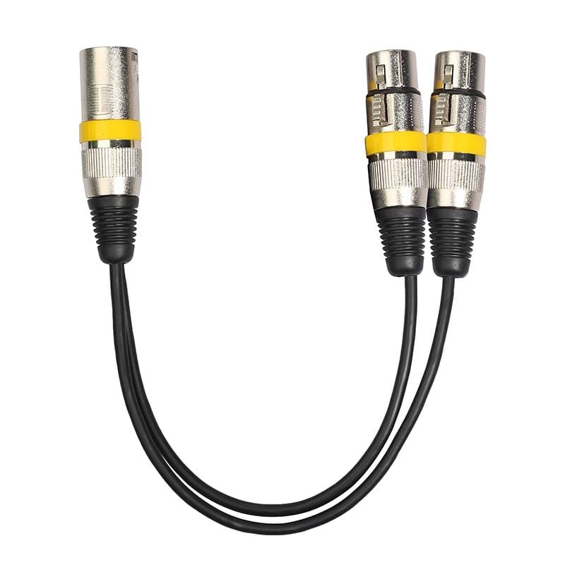 2055MFF-03 2 In1 XLR Male to Double Female Microphone Audio Cable, Length: 0.3m (Yellow)