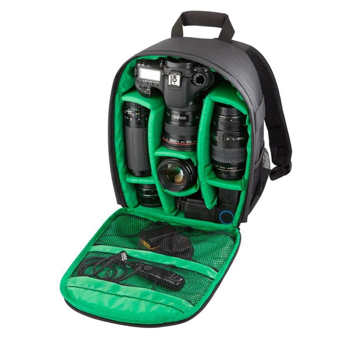 DL-B028 Portable Casual Style Waterproof Scratch-proof Outdoor Sports Backpack SLR Camera Bag Phone Bag for GoPro, SJCAM, Nikon, Canon, Xiaomi Xiaoyi YI, iPad, Apple, Samsung, Huawei, Size: 27.5 * 12.5 * 34 cm (Green)
