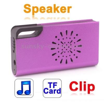 TF Card Slot MP3 Player with Speaker, Clip (Purple)