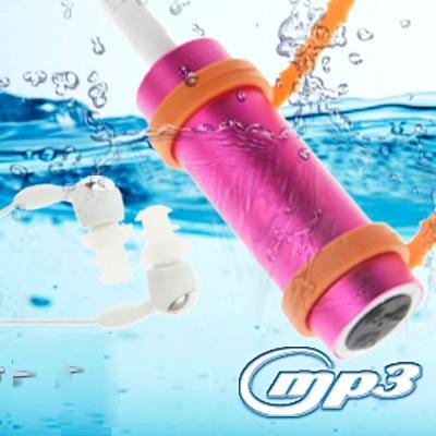 4GB Swimming Sport IPX8 Waterproof MP3 Player with FM Stereo (Magenta)
