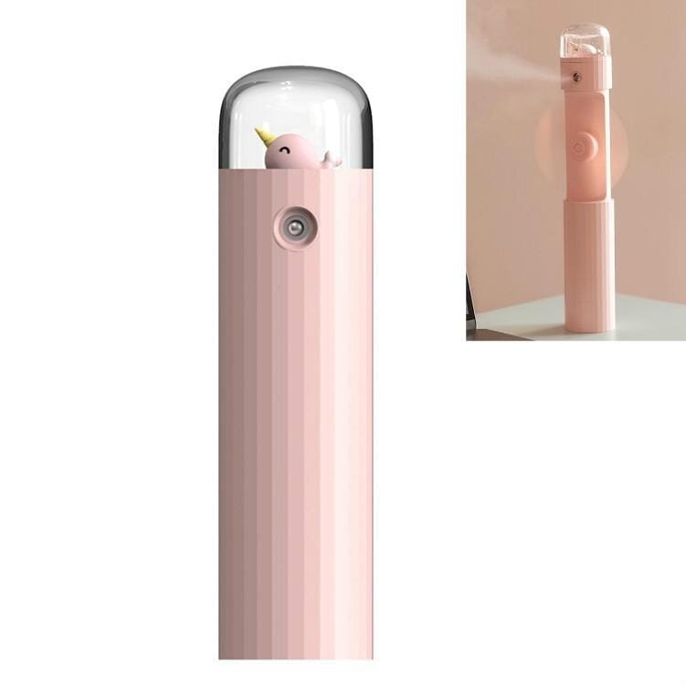 Telescopic Spray Fan Portable Handheld Mini Cartoon Fan (Pink Narwhal)