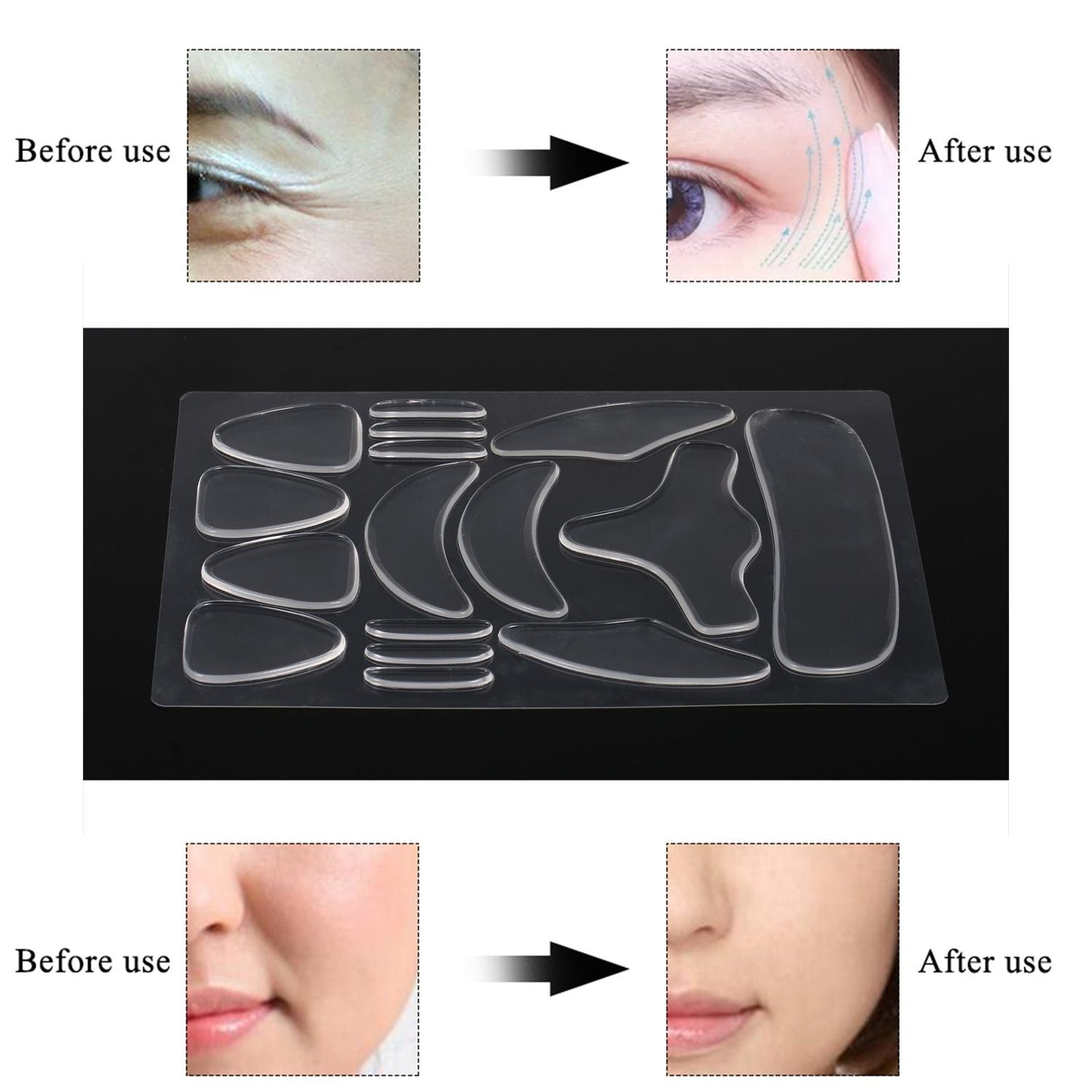Reusable Silicone Anti-aging Pad Set Wrinkle Patches for - with Packaging