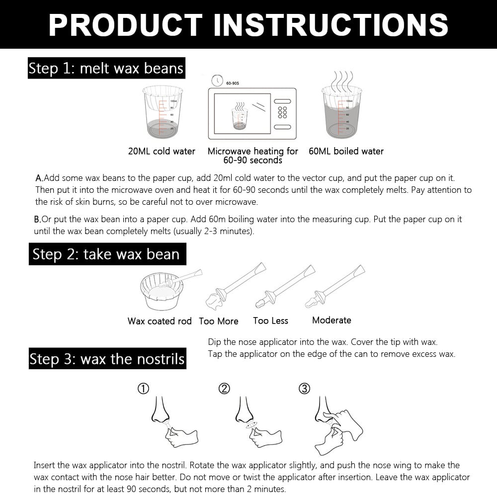 Nose Hair Removal Nose Wax Applicators Wax Beans Kit Safe